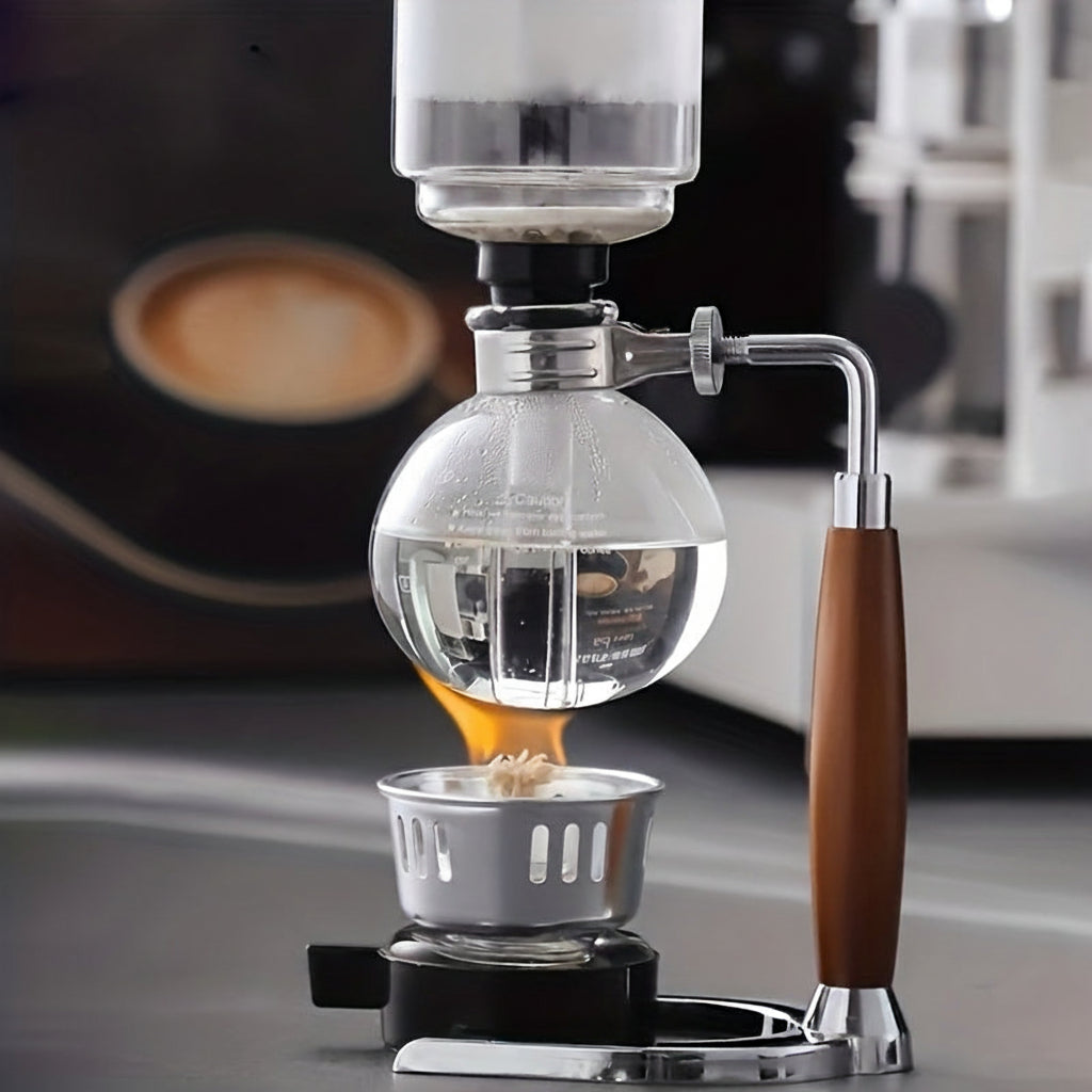 Sifão de Café em Vidro Cristalino com Cabo em Madeira Kazaen