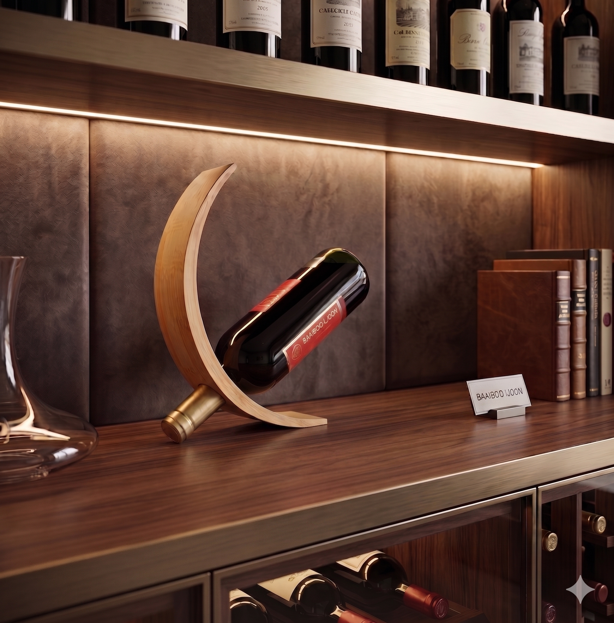 Suporte para Vinho Equilíbrio Flutuante em Bambu