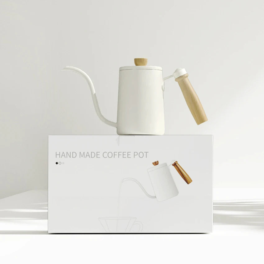 Chaleira Gooseneck em Aço Inoxidável 600ml com Punho de Madeira Kazaen