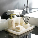 Conjunto de Acessorios para Banheiro em Marmore Onix Branco Kazaen