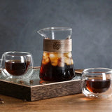 Jarra de Cafe em Vidro Borosilicato com Base de Madeira Kazaen