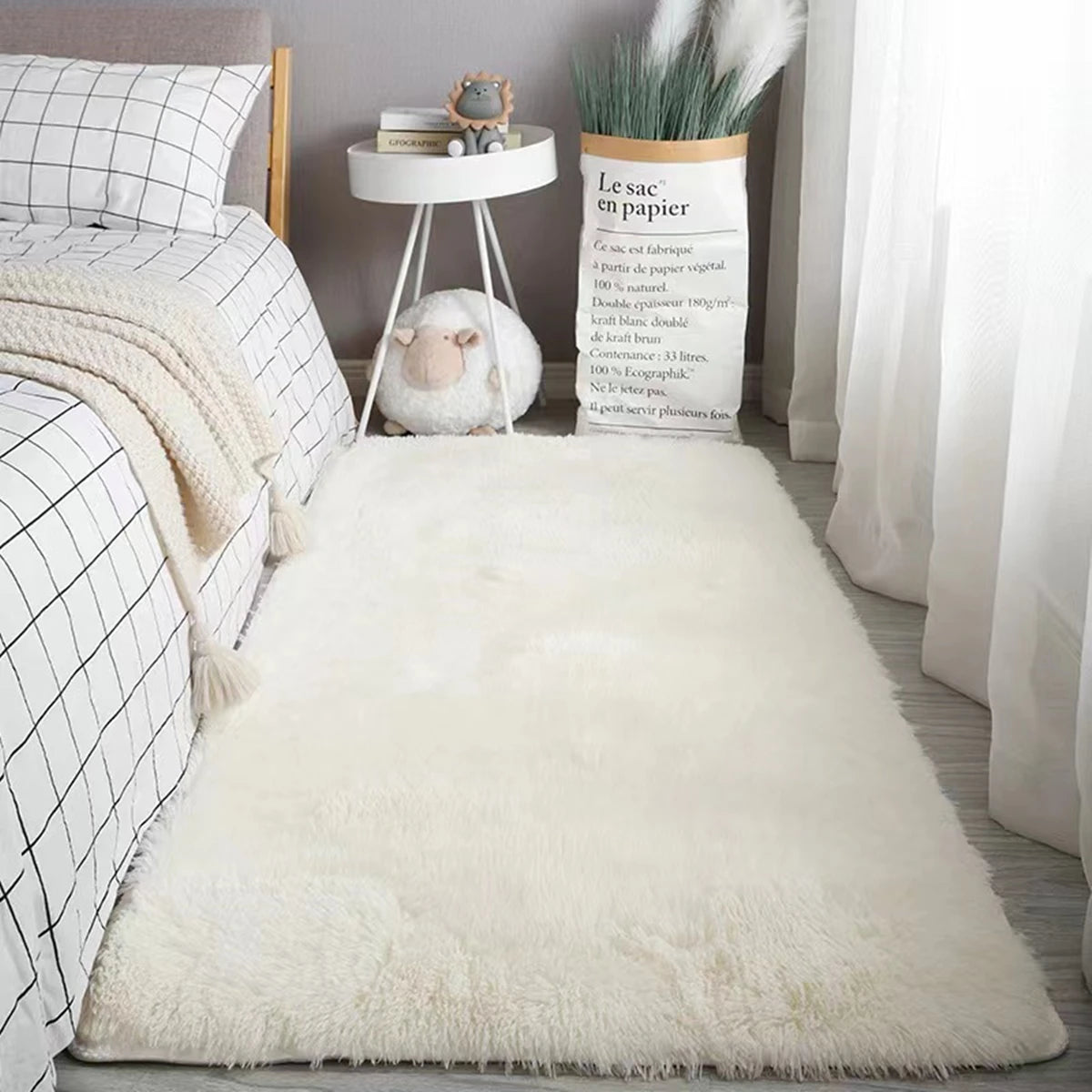 Tapete de Pelucia Antiderrapante para Quarto Kazaen