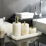 Conjunto de Acessorios para Banheiro em Marmore Onix Branco Kazaen