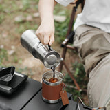 Cafeteira Camping em Aço Inoxidável 350ml com Pote-Copo Kazaen