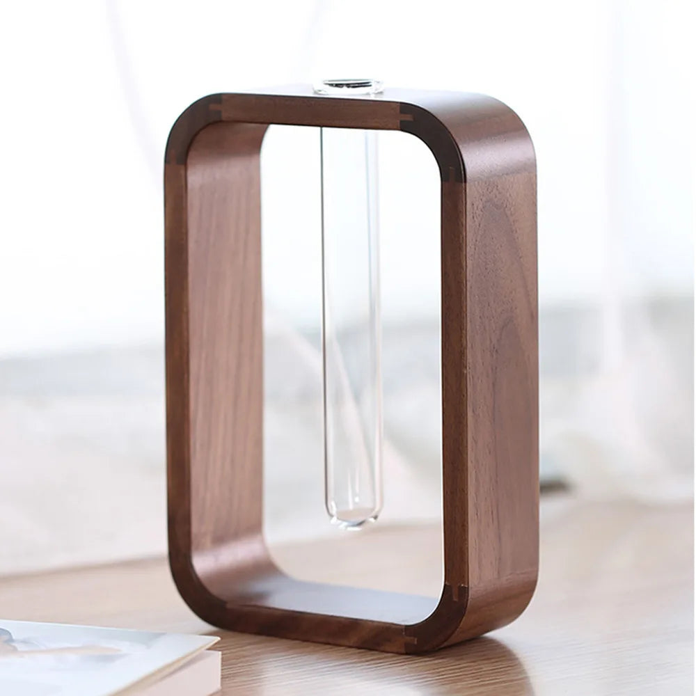 Vaso de Ensaio em Madeira Nogueira Minimalista Kazaen