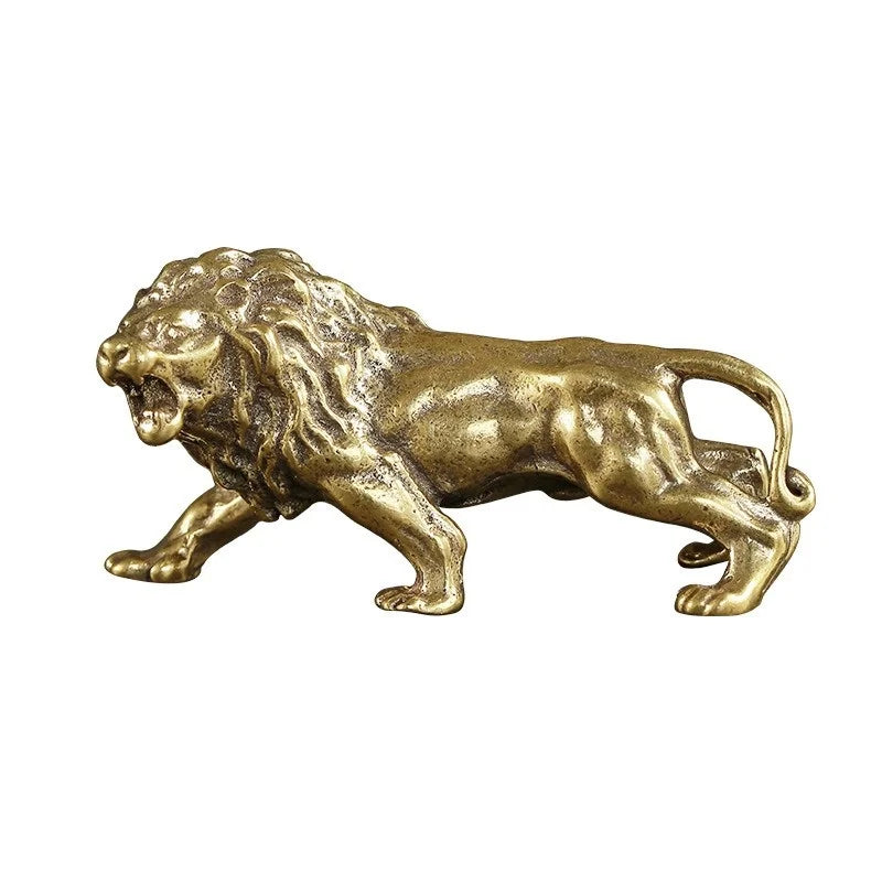 Estátua de Leão de Bronze Antigo Esculpido Kazaen