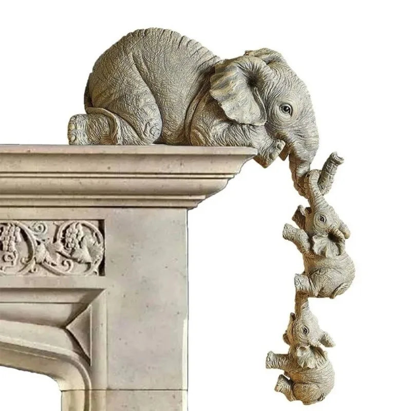 Estatuetas de Elefante em Resina Artesanal Kazaen 3 Pecas