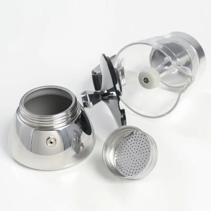 Moka Transparente em Aco Inoxidavel Kazaen
