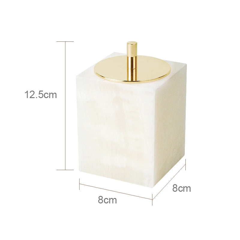 Conjunto de Acessorios para Banheiro em Marmore Onix Branco Kazaen