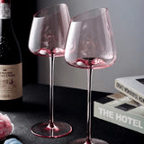 Conjunto de 2 Taças em Cristal Rose com Boca Inclinada