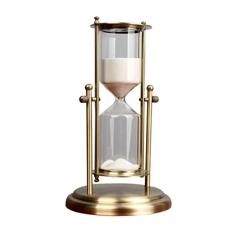 Ampulheta de Vidro com Base em Metal e Coroa Elegante Kazaen