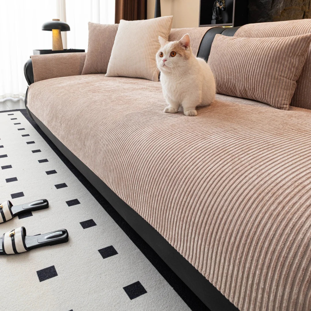 Capa de Sofa Chenille Listras Minimalistas Kazaen