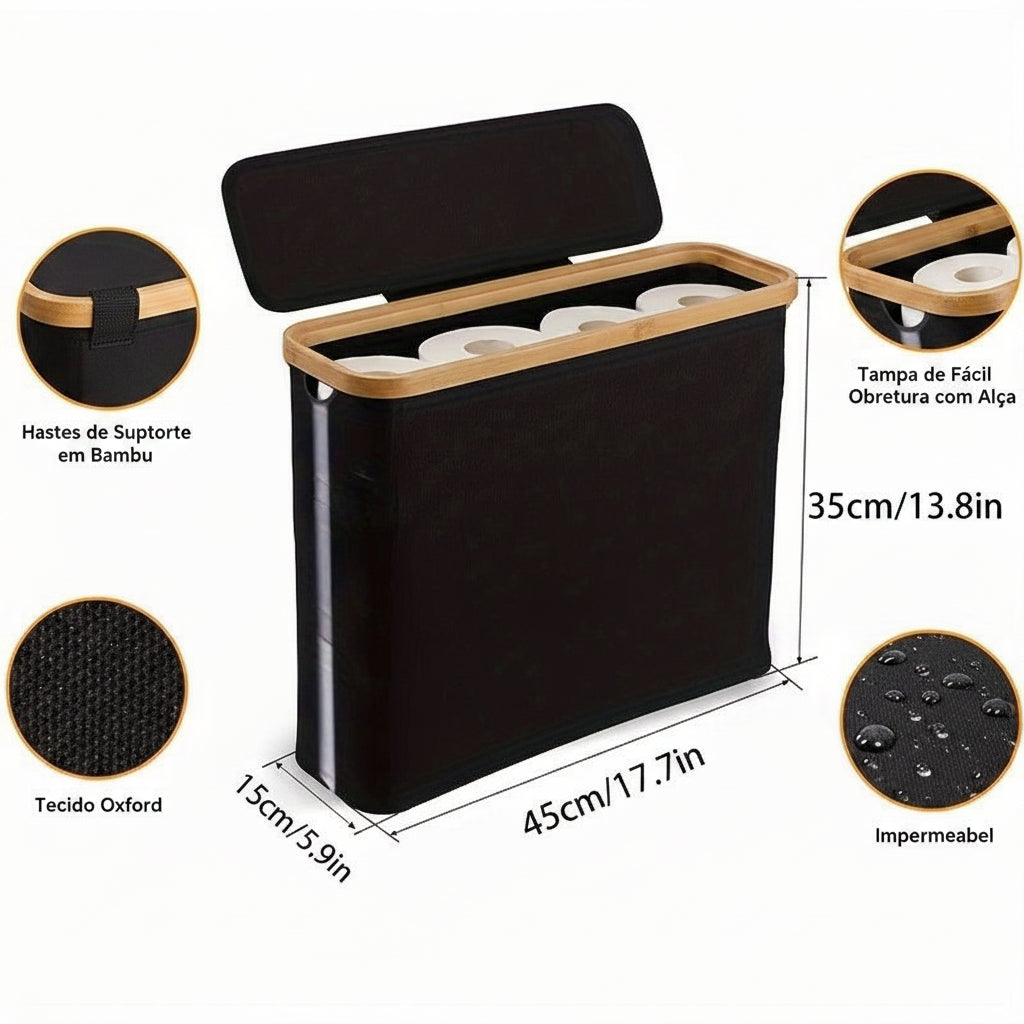 Cesta de Armazenamento em Rattan com Tampa Transparente Kazaen