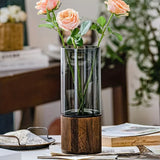 Vaso de Vidro Cristal com Base de Madeira Nobre Kazaen