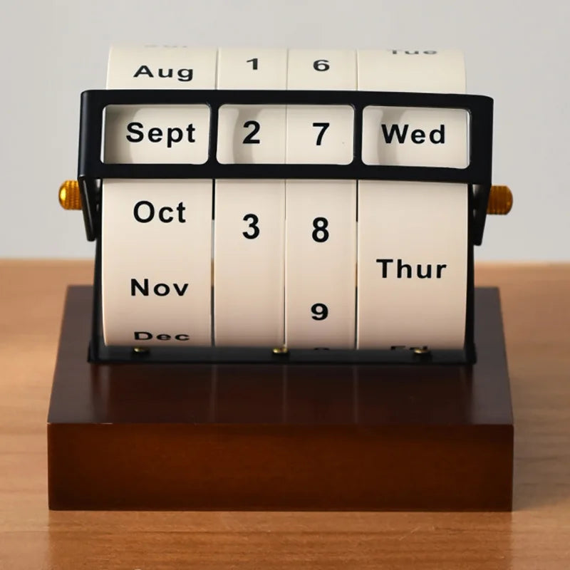 Calendário Perpétuo de Mesa em Madeira Nobre Kazaen Grande