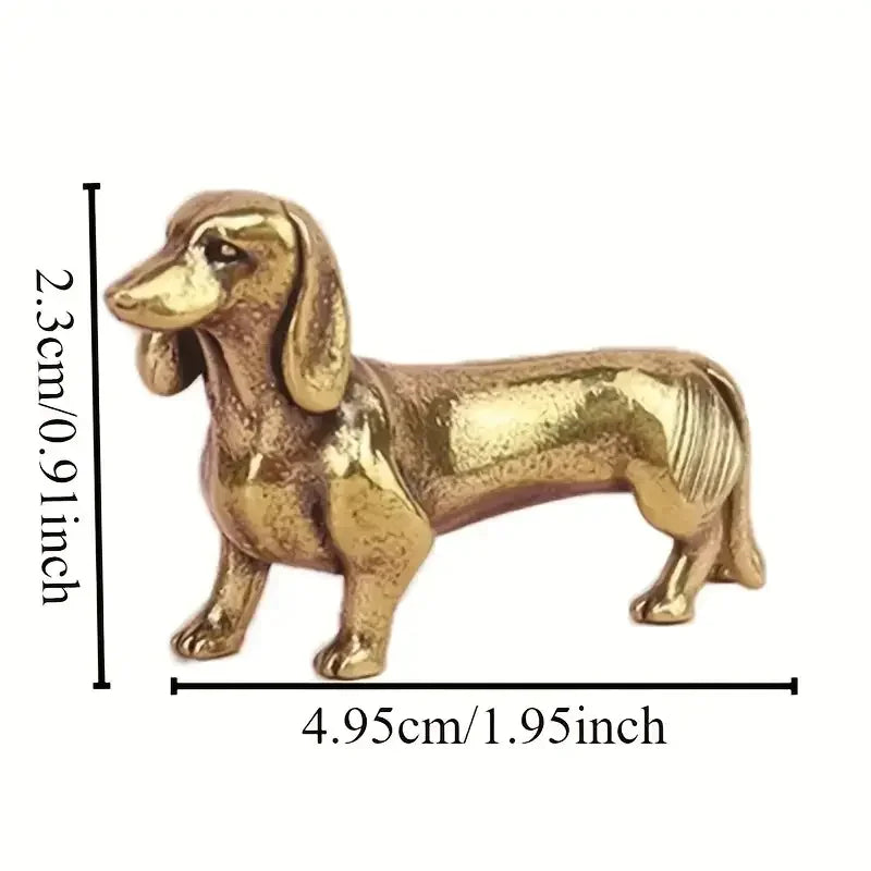 Estátua Decorativa de Dachshund em Latão Polido Kazaen