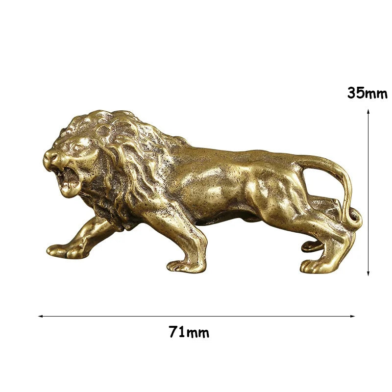Estátua de Leão de Bronze Antigo Esculpido Kazaen