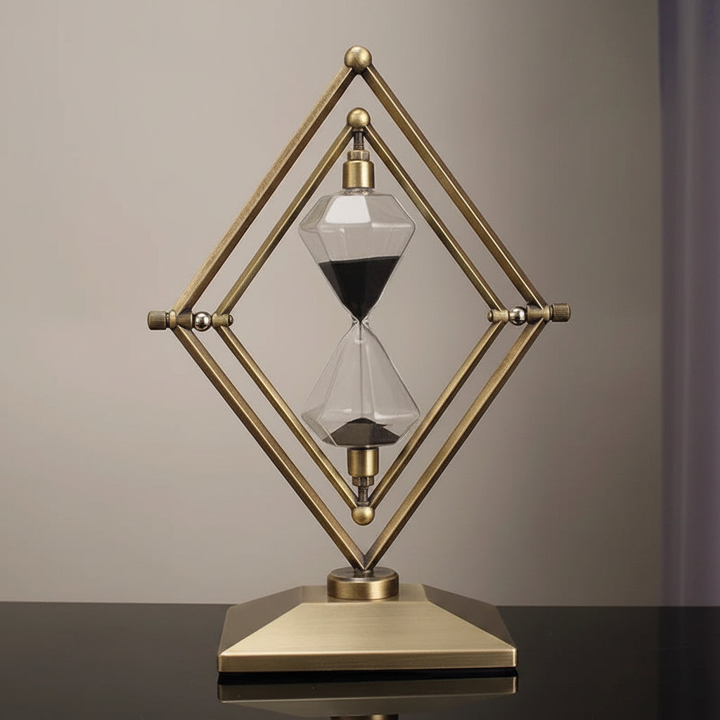 Relogio de Areia Geometrico em Vidro Cristalino Kazaen