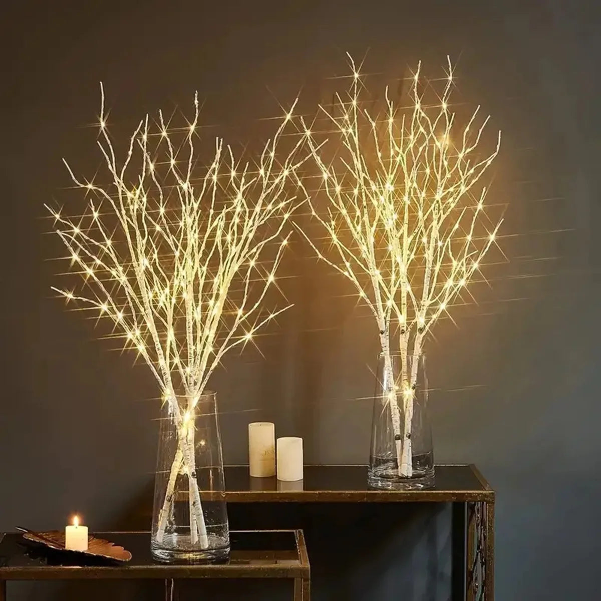 Ramo de Betula Branca com Luzes LED para Decoracao Kazaen