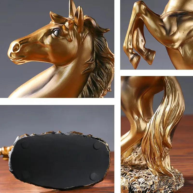 Estátua de Cavalo Vitória em Resina Elegante Kazaen