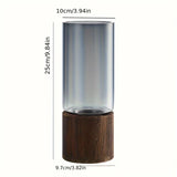 Vaso de Vidro Cristal com Base de Madeira Nobre Kazaen