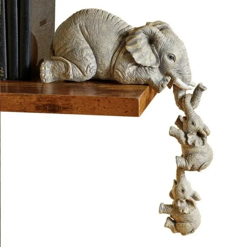 Estatuetas de Elefante em Resina Artesanal Kazaen 3 Pecas