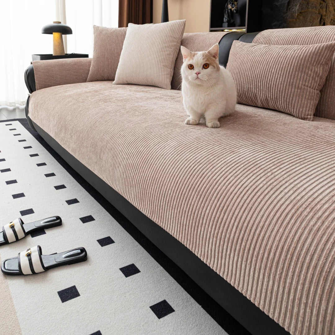 Capa de Sofa Chenille Listras Minimalistas Kazaen