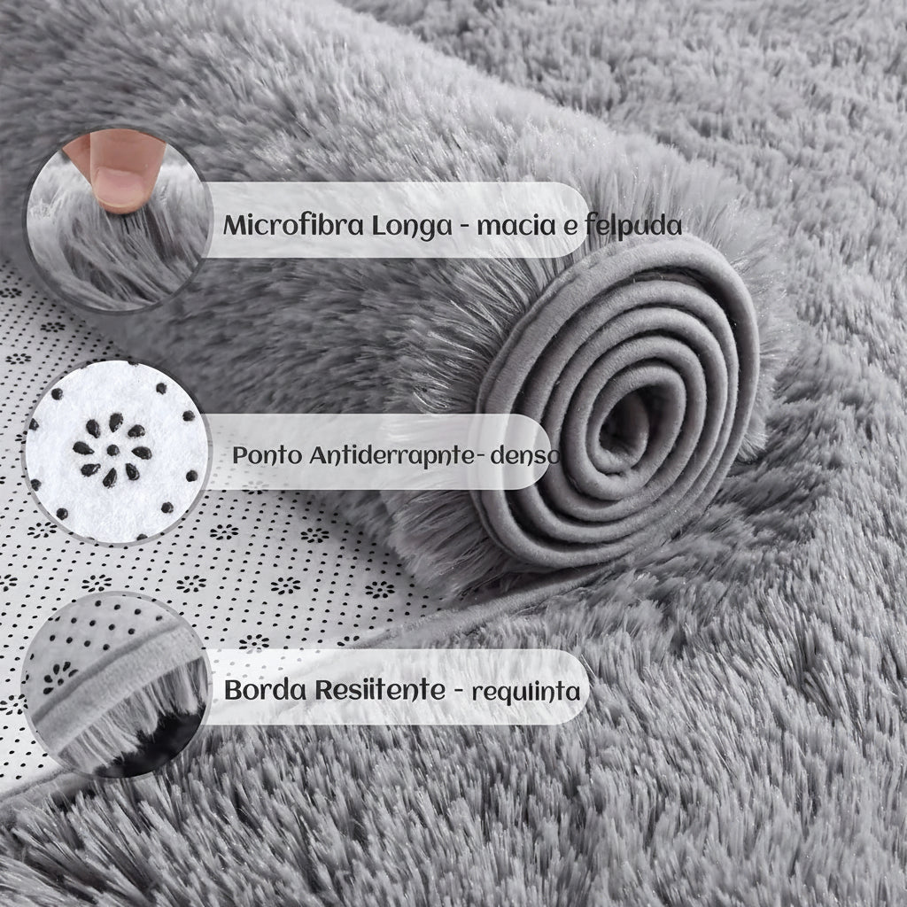 Tapete de Pelucia Antiderrapante para Quarto Kazaen