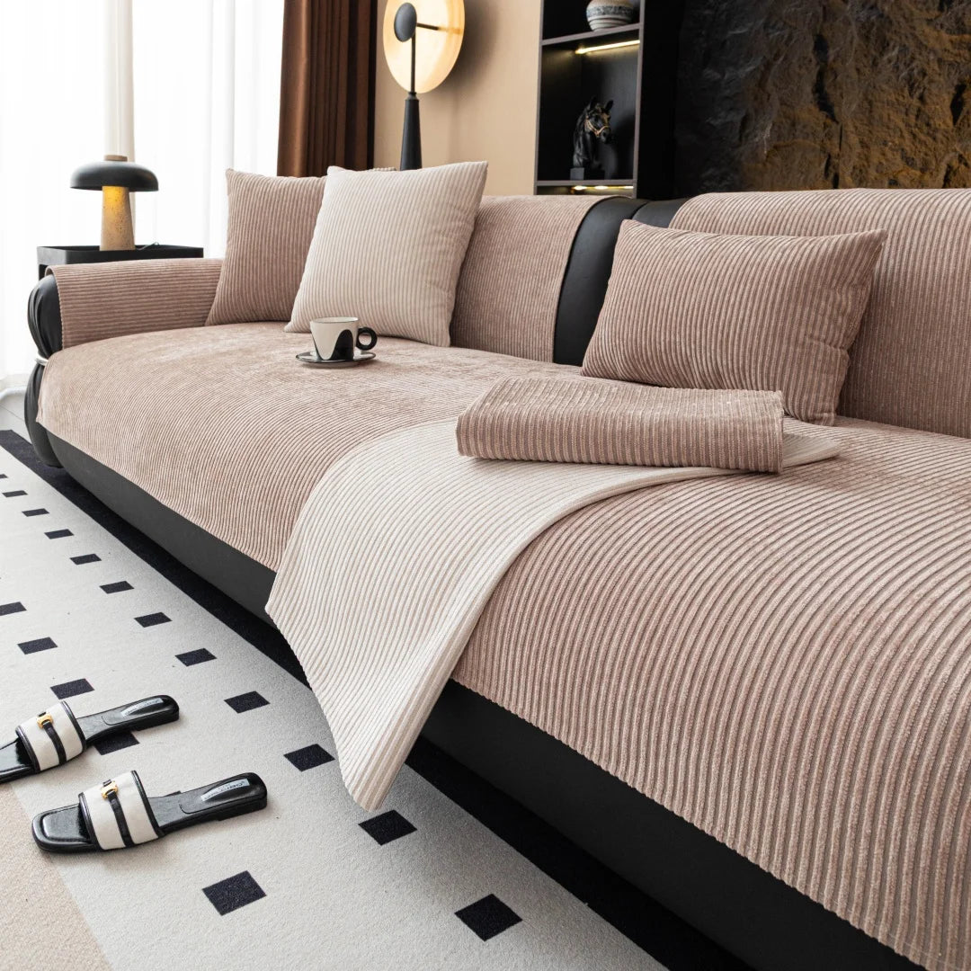 Capa de Sofa Chenille Listras Minimalistas Kazaen