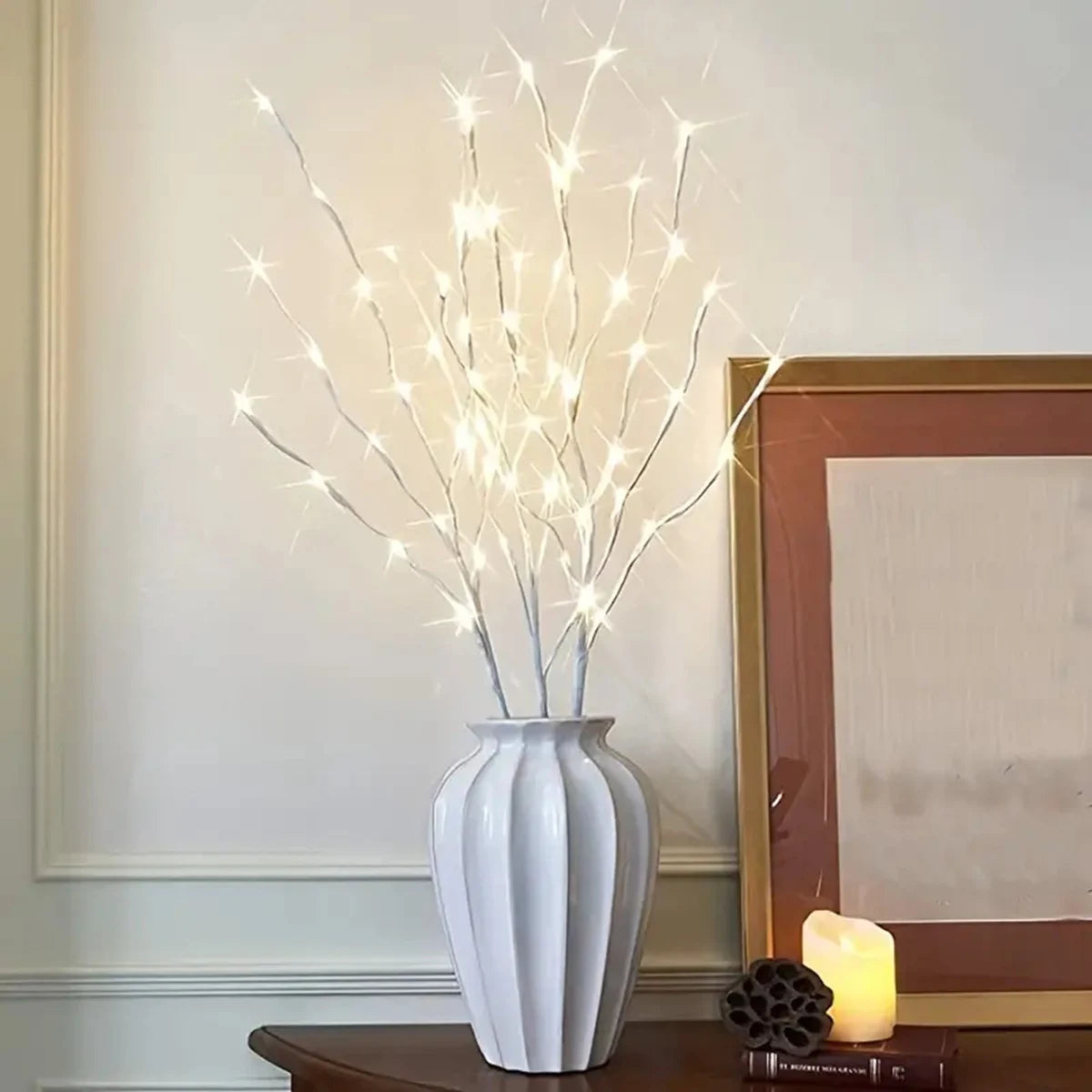 Ramo de Betula Branca com Luzes LED para Decoracao Kazaen