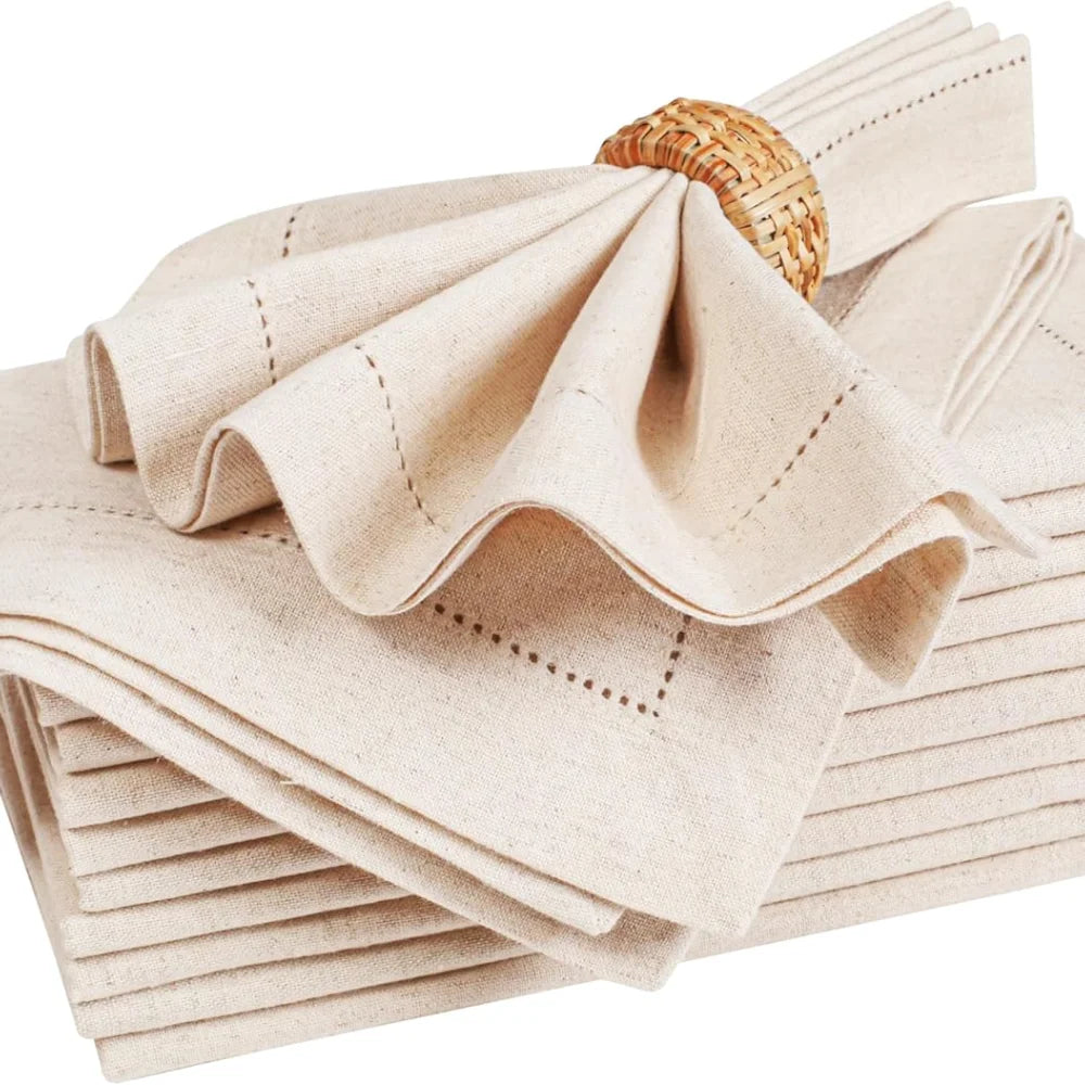 Conjunto de 6 Guardanapos de Linho Premium Natural Kazaen