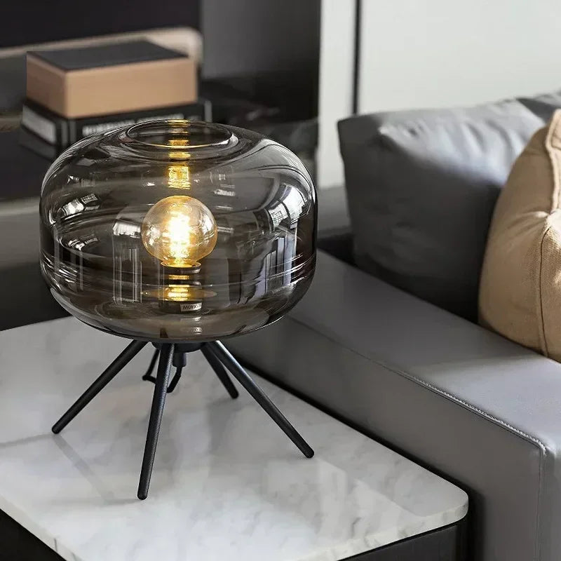Luminaria de Mesa em Vidro Cristalino Minimalista Kazaen