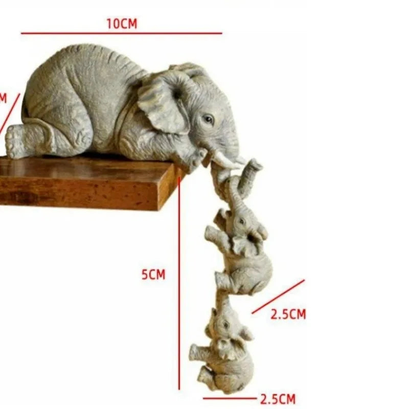 Estatuetas de Elefante em Resina Artesanal Kazaen 3 Pecas