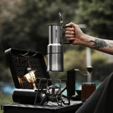 Cafeteira Camping em Aço Inoxidável 350ml com Pote-Copo Kazaen