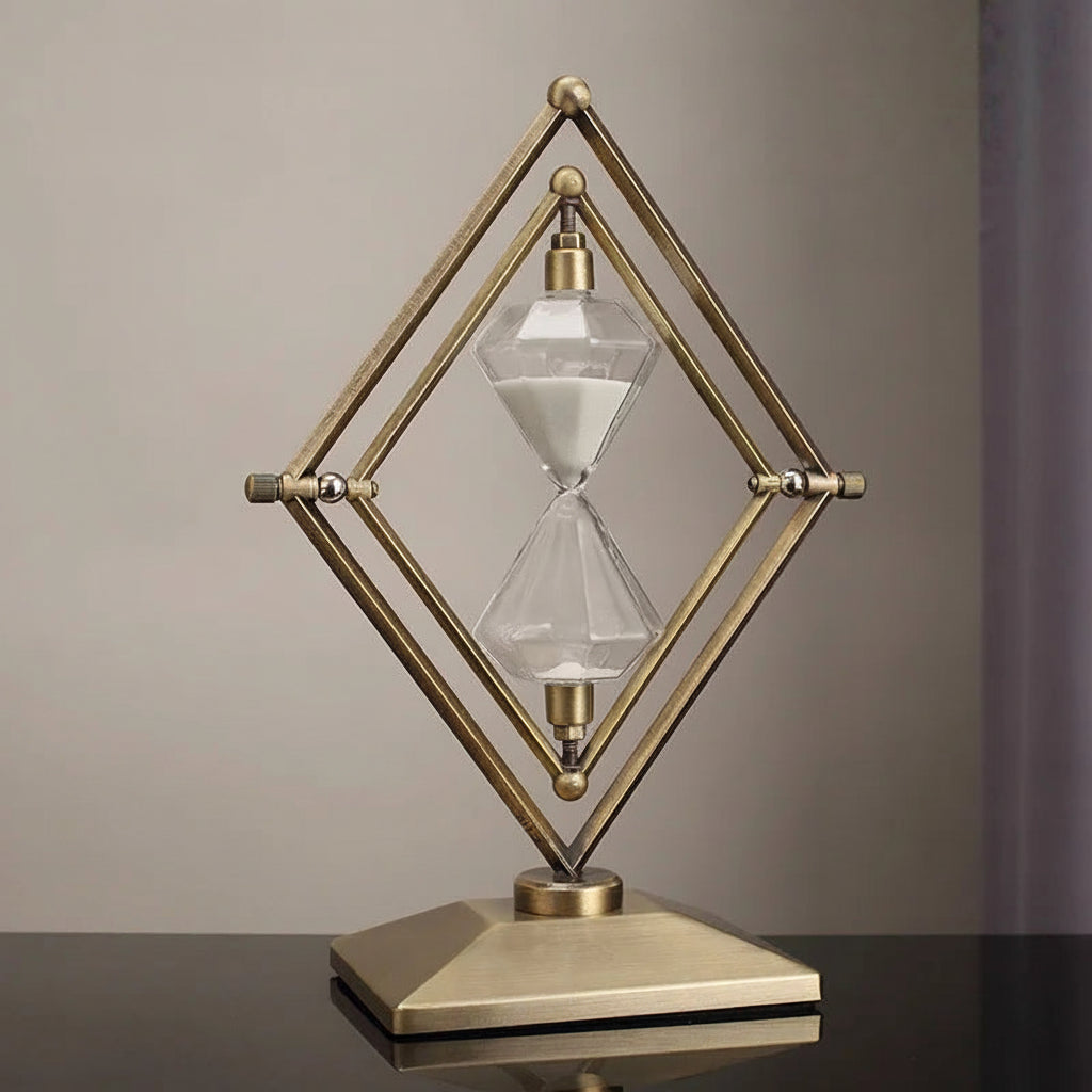 Relogio de Areia Geometrico em Vidro Cristalino Kazaen
