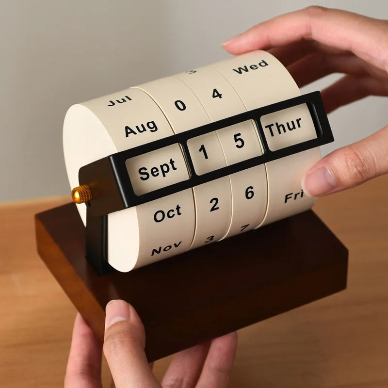 Calendário Perpétuo de Mesa em Madeira Nobre Kazaen Grande
