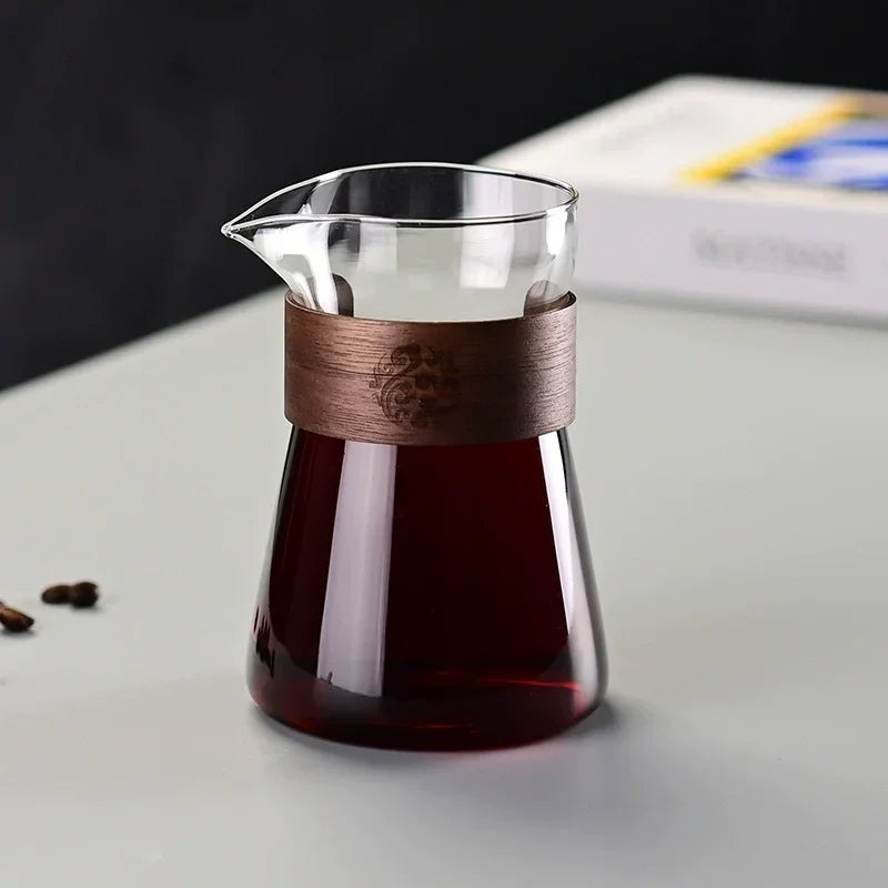 Jarra de Cafe em Vidro Borosilicato com Base de Madeira Kazaen