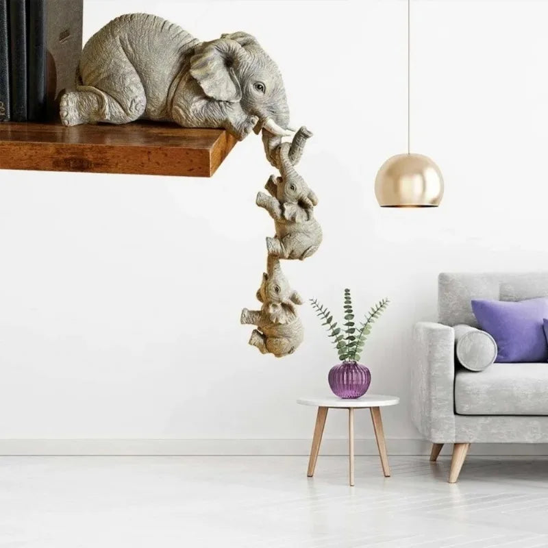 Estatuetas de Elefante em Resina Artesanal Kazaen 3 Pecas