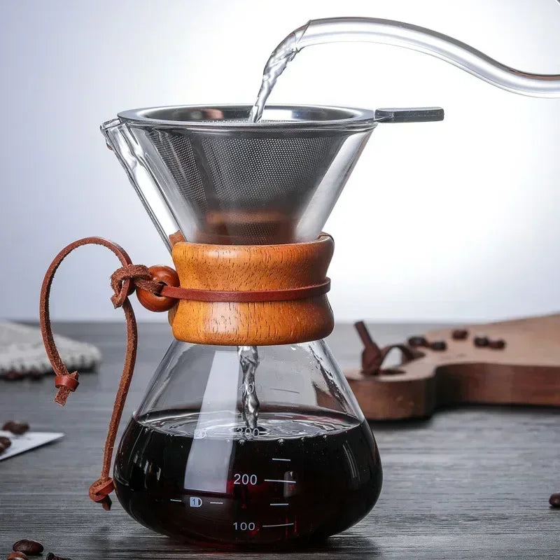 Chaleira de Cafe em Vidro com Filtro de Aco Inoxidavel Kazaen