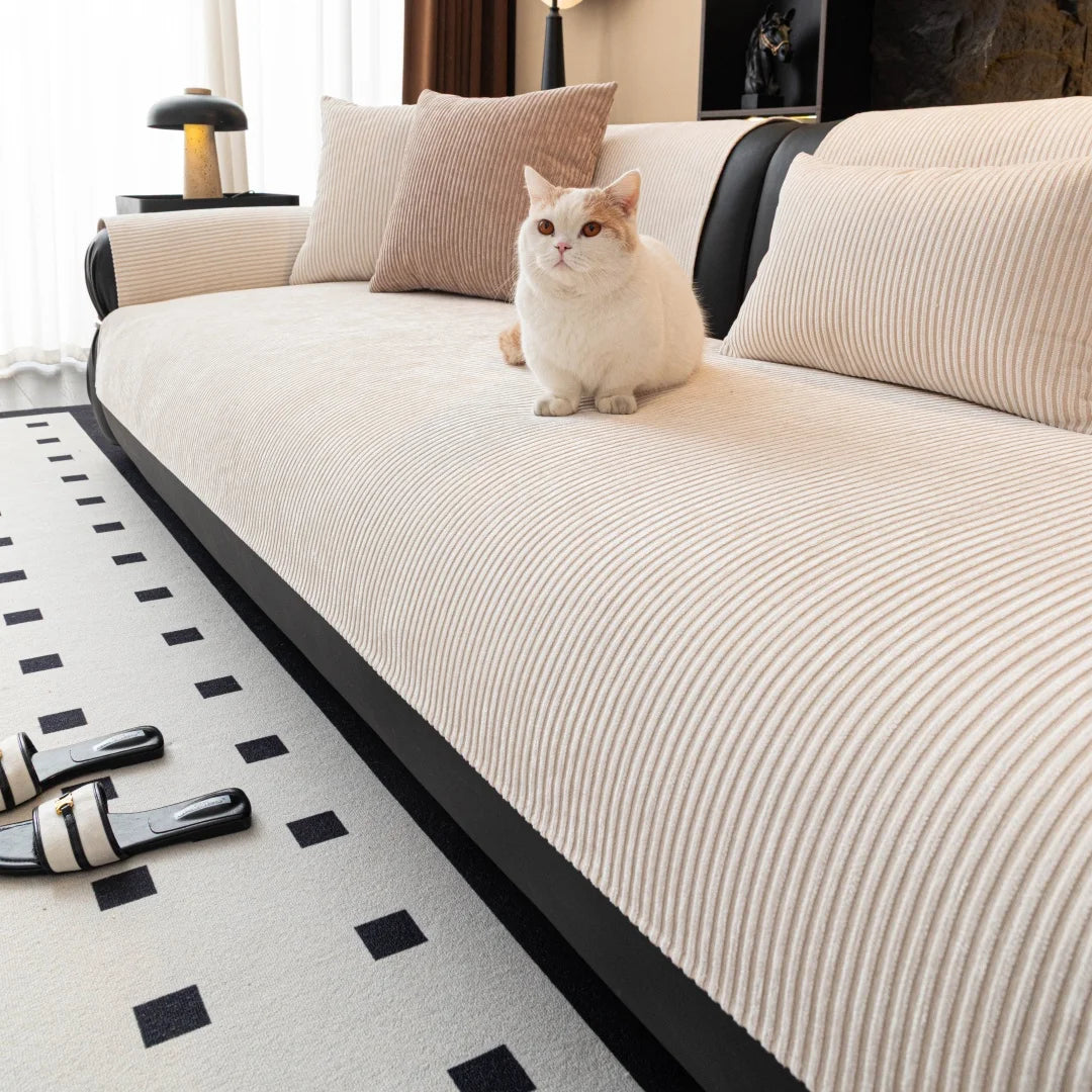 Capa de Sofa Chenille Listras Minimalistas Kazaen