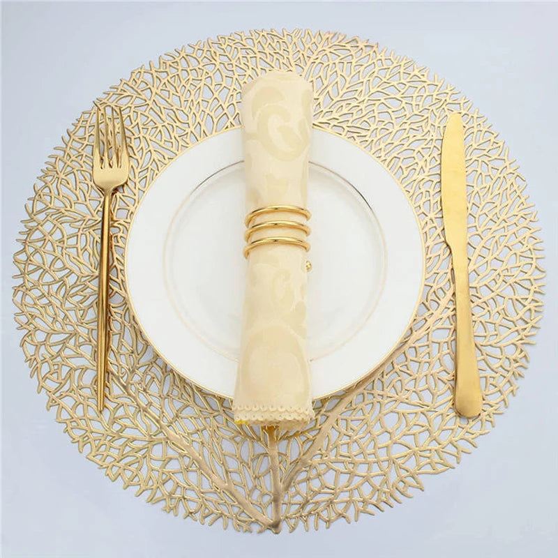 Conjunto de 4 Tapetes de Mesa em PVC Dourado Kazaen