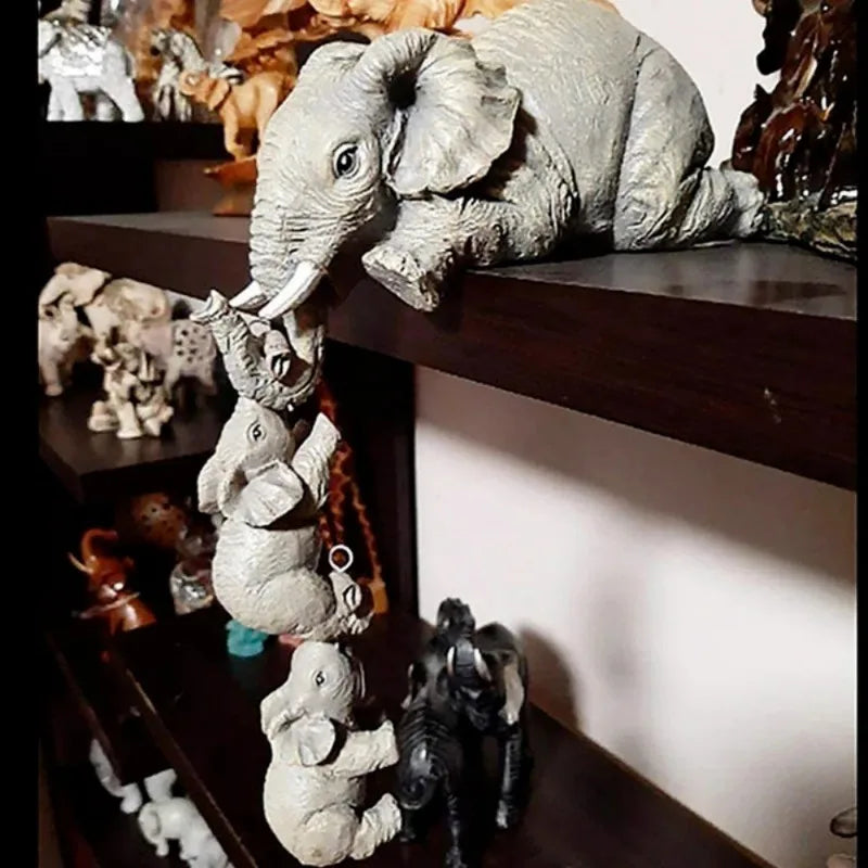 Estatuetas de Elefante em Resina Artesanal Kazaen 3 Pecas