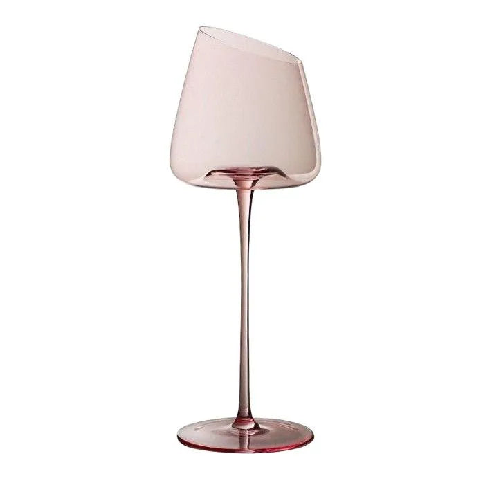 Conjunto de 2 Taças em Cristal Rose com Boca Inclinada