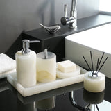 Conjunto de Acessorios para Banheiro em Marmore Onix Branco Kazaen