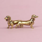 Estátua Decorativa de Dachshund em Latão Polido Kazaen