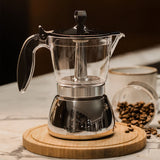 Moka Transparente em Aco Inoxidavel Kazaen