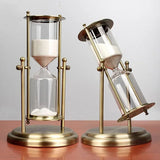 Ampulheta de Vidro com Base em Metal e Coroa Elegante Kazaen