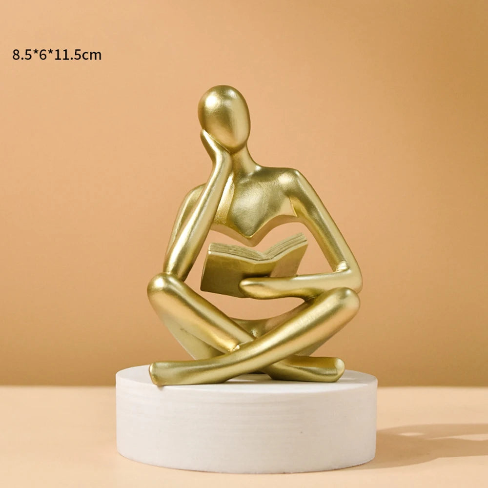 Escultura Abstrata em Resina para Decoração de Estante Kazaen