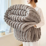 Cobertor de Flanela Listrado Luxuoso para Sofa e Soneca Kazaen