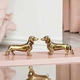 Estátua Decorativa de Dachshund em Latão Polido Kazaen